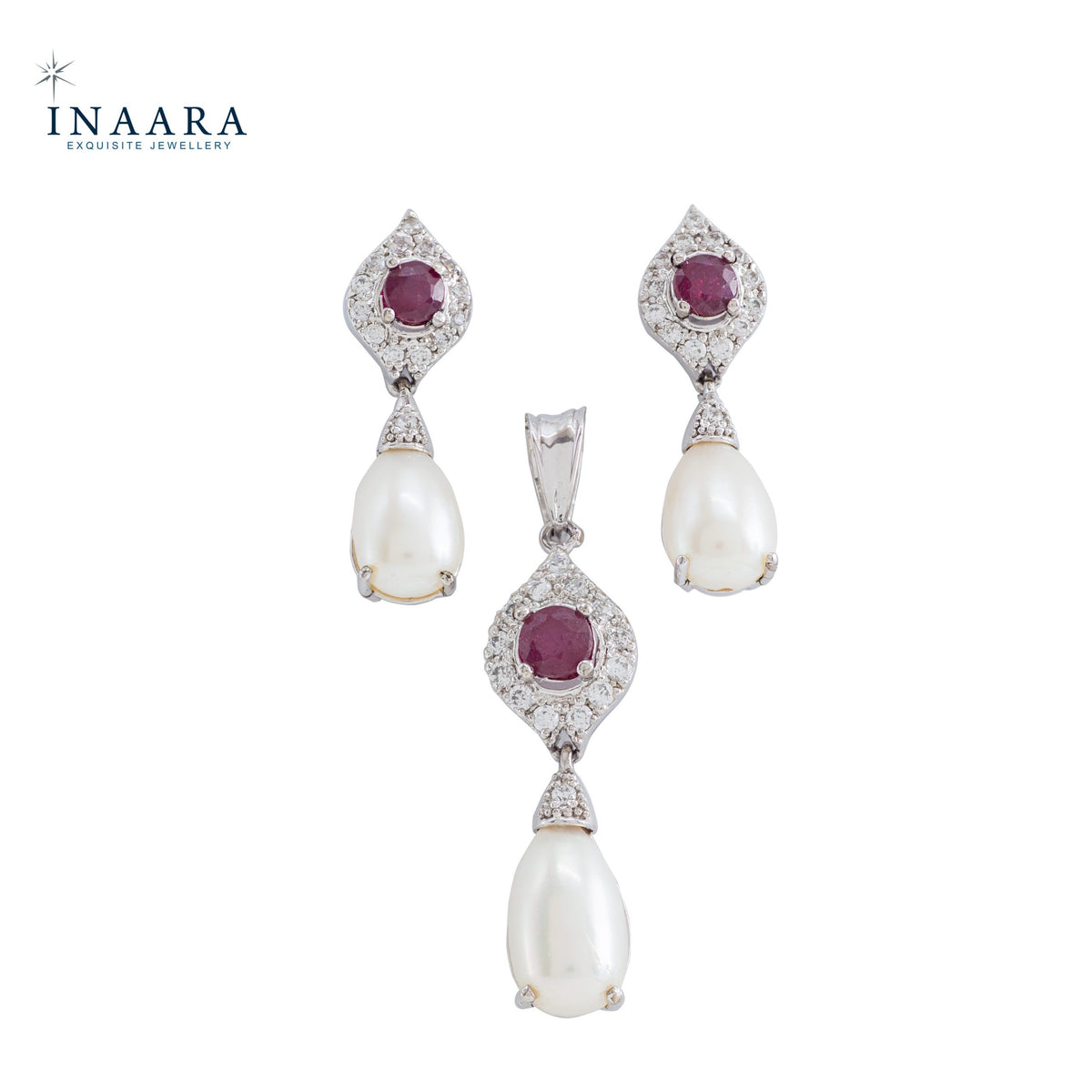 Ruby Pearl Pendant Set