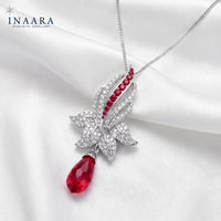 Round Ruby Pendant, Drop Man Made