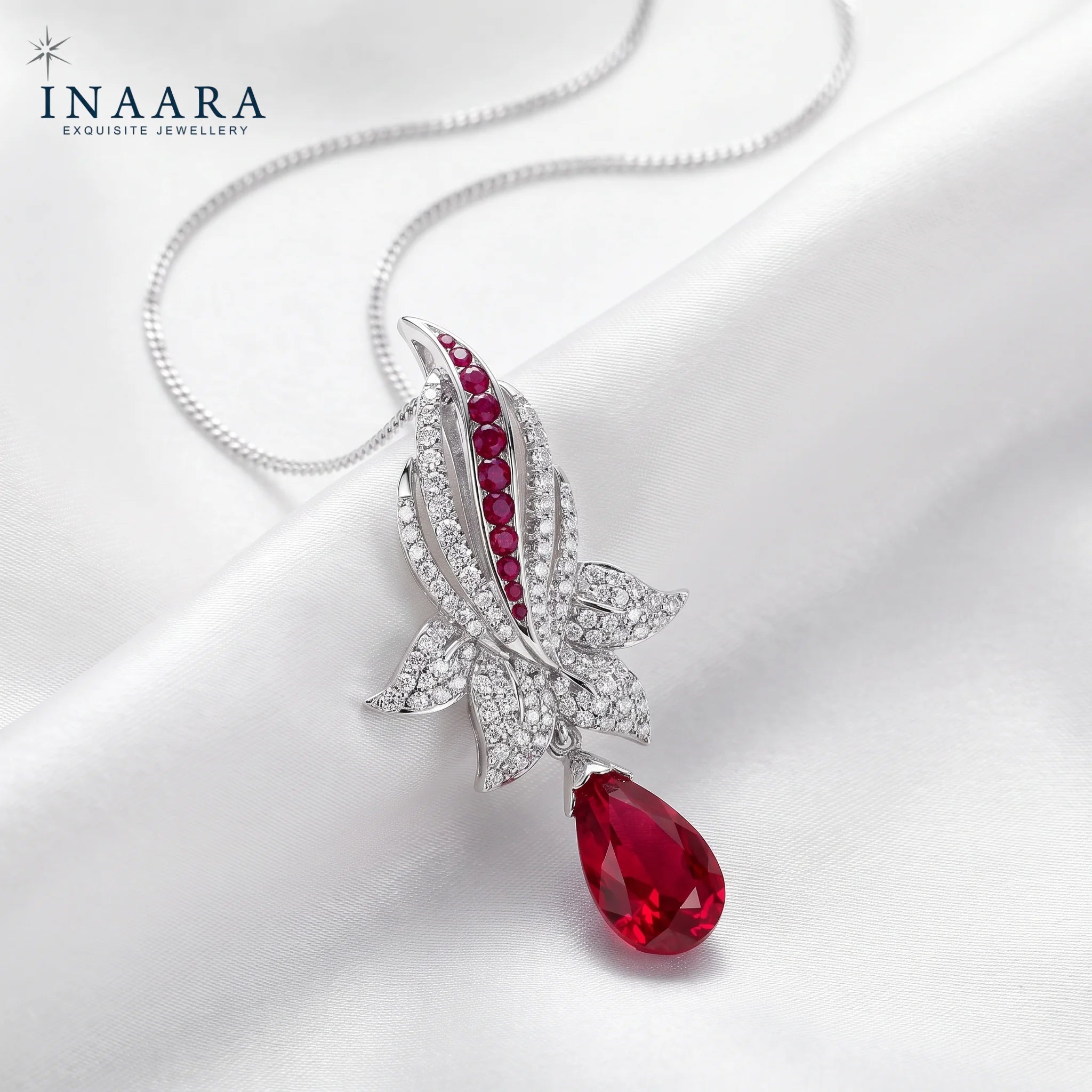 Round Ruby Pendant, Drop Man Made