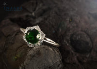 Green Round Zircon Ring
