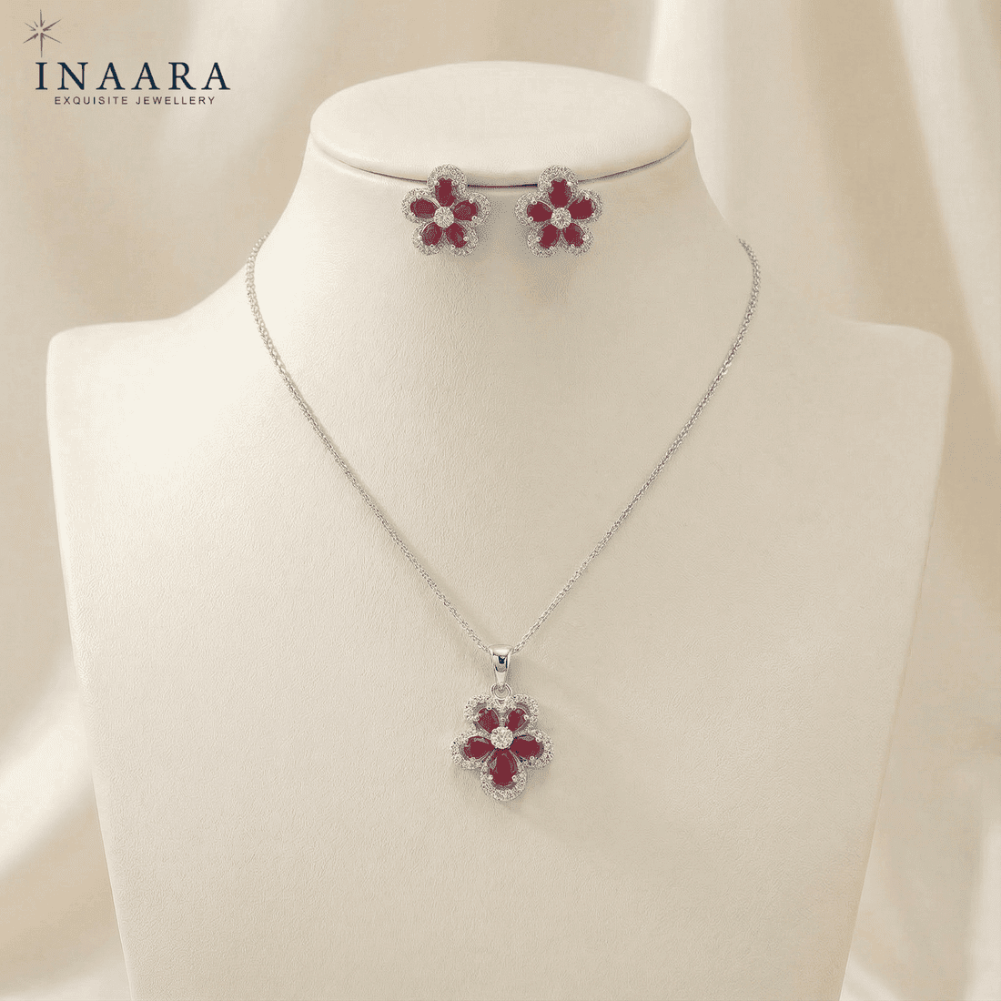 Ruby Bloom Pendant Set