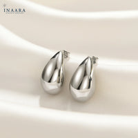 Plain Drop Earrings - Silver