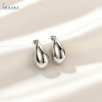 Plain Drop Earrings - Silver