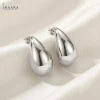 Plain Drop Earrings - Silver