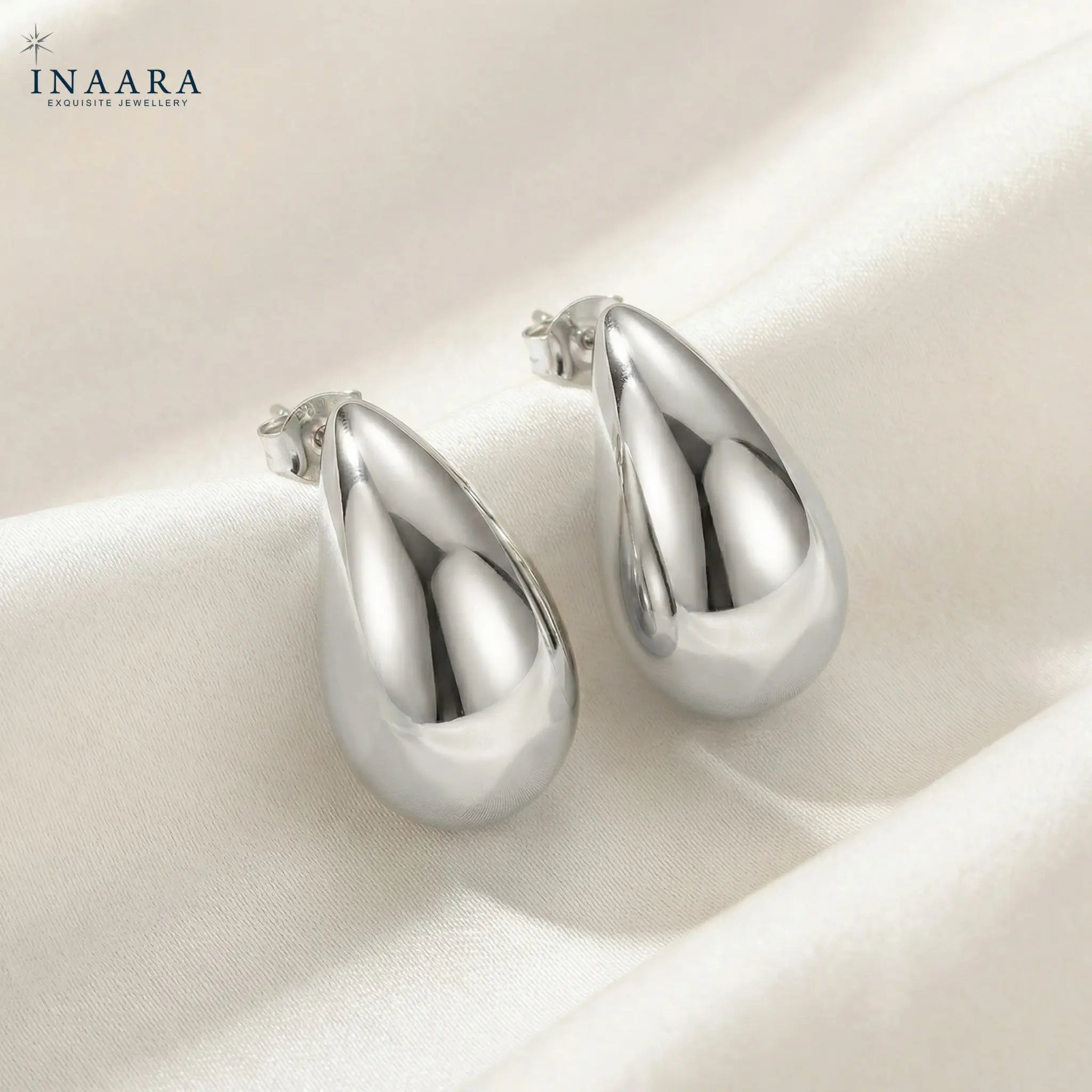 Plain Drop Earrings - Silver
