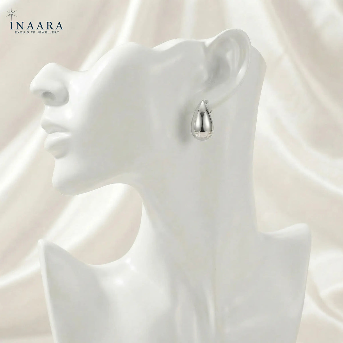 Plain Drop Earrings - Silver