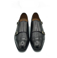 Mild Black Cow Leather Formal Double Monk Style - Mmall