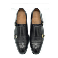 2011-Mild Black Cow Leather Formal Double Monk Style - DeVogue