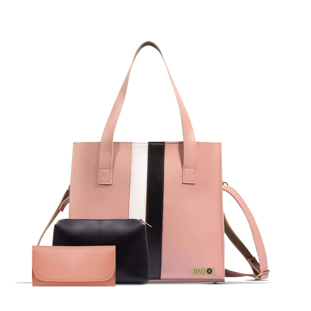 Baku 3 Pcs Pink women's wallet & clutch in pink by Bag X