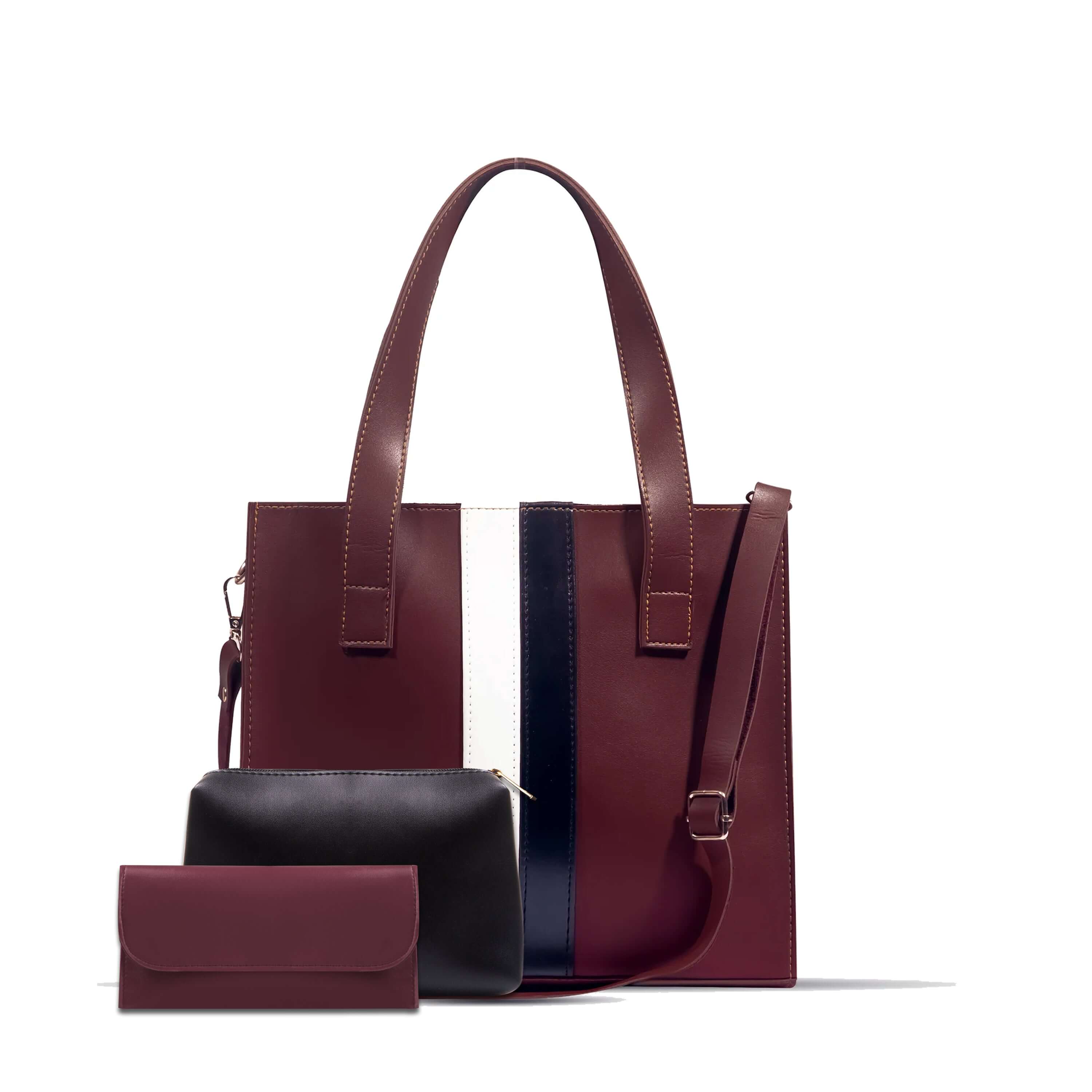 Baku 3 Pcs Maroon women's wallet & clutch in maroon by Bag X