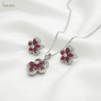 Ruby Bloom Pendant Set