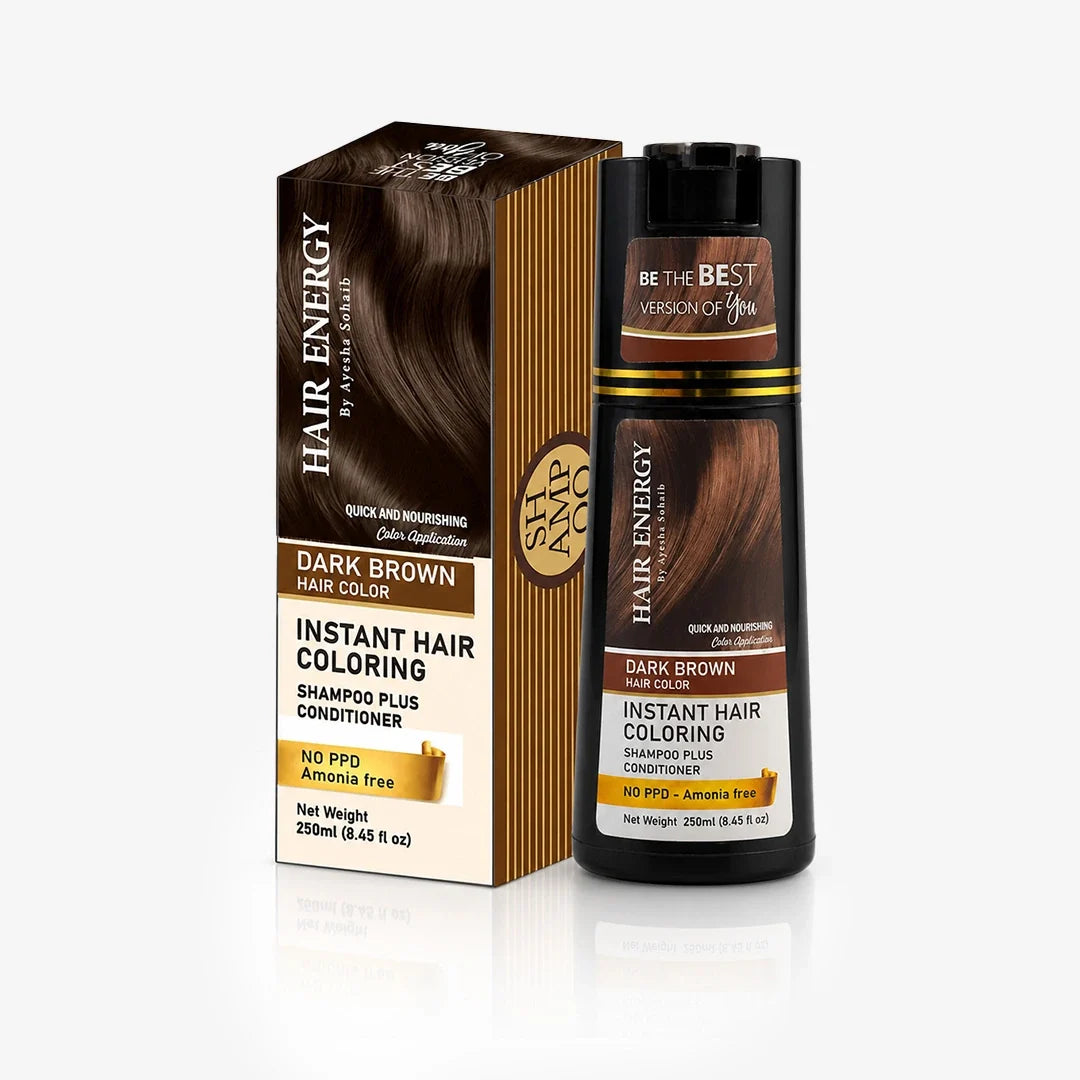 Instant Hair Coloring Shampoo + Conditioner (Dark Brown Color)