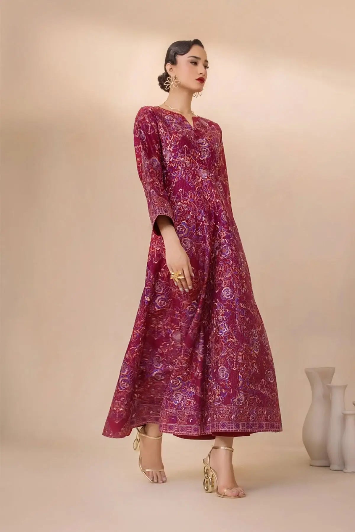 Safwa | Ruby Flare - 3PC Unstitched Suit (FLO06) - Mmall