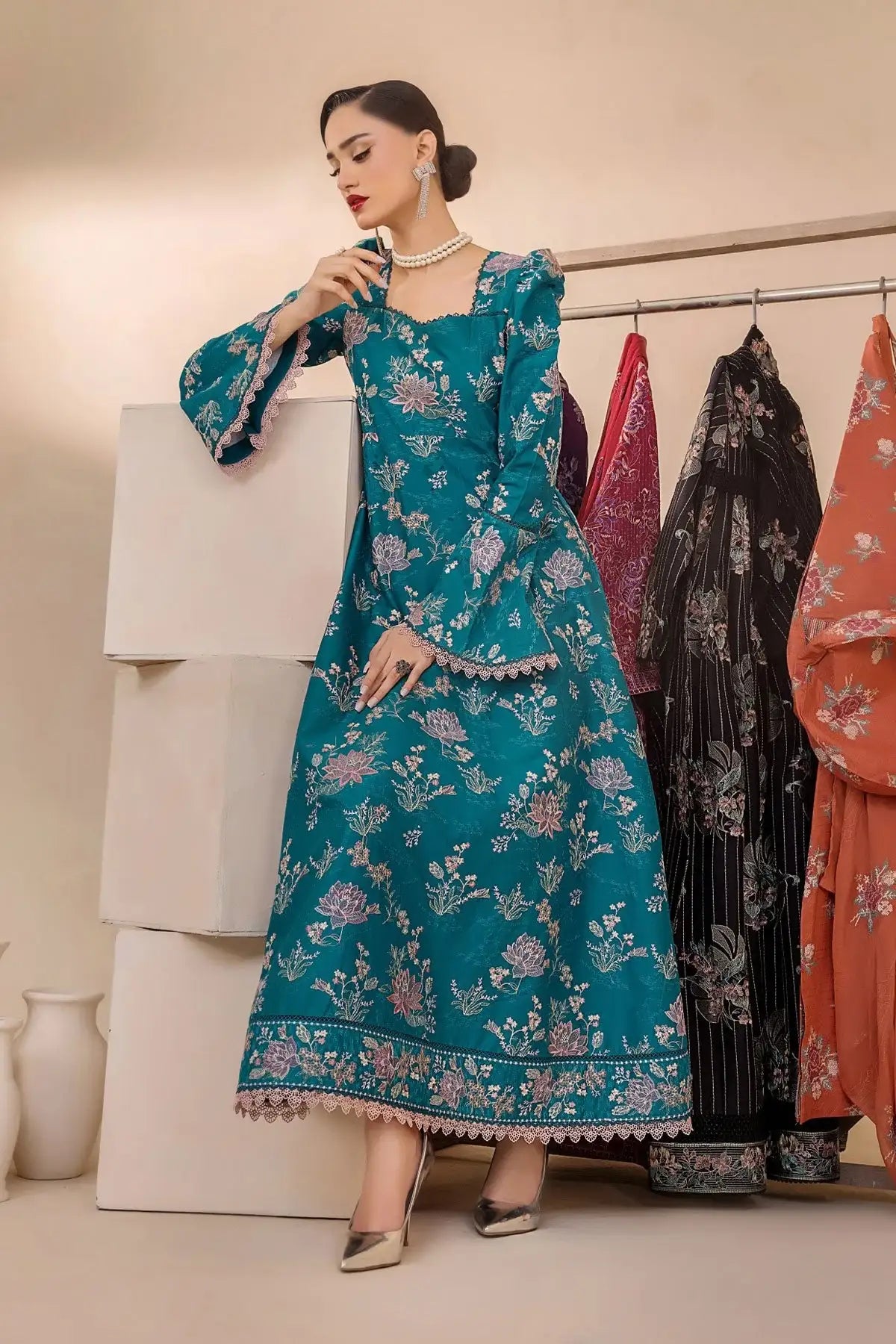 Safwa | Zephyr - 3PC Unstitched Suit (FLO07) - Mmall