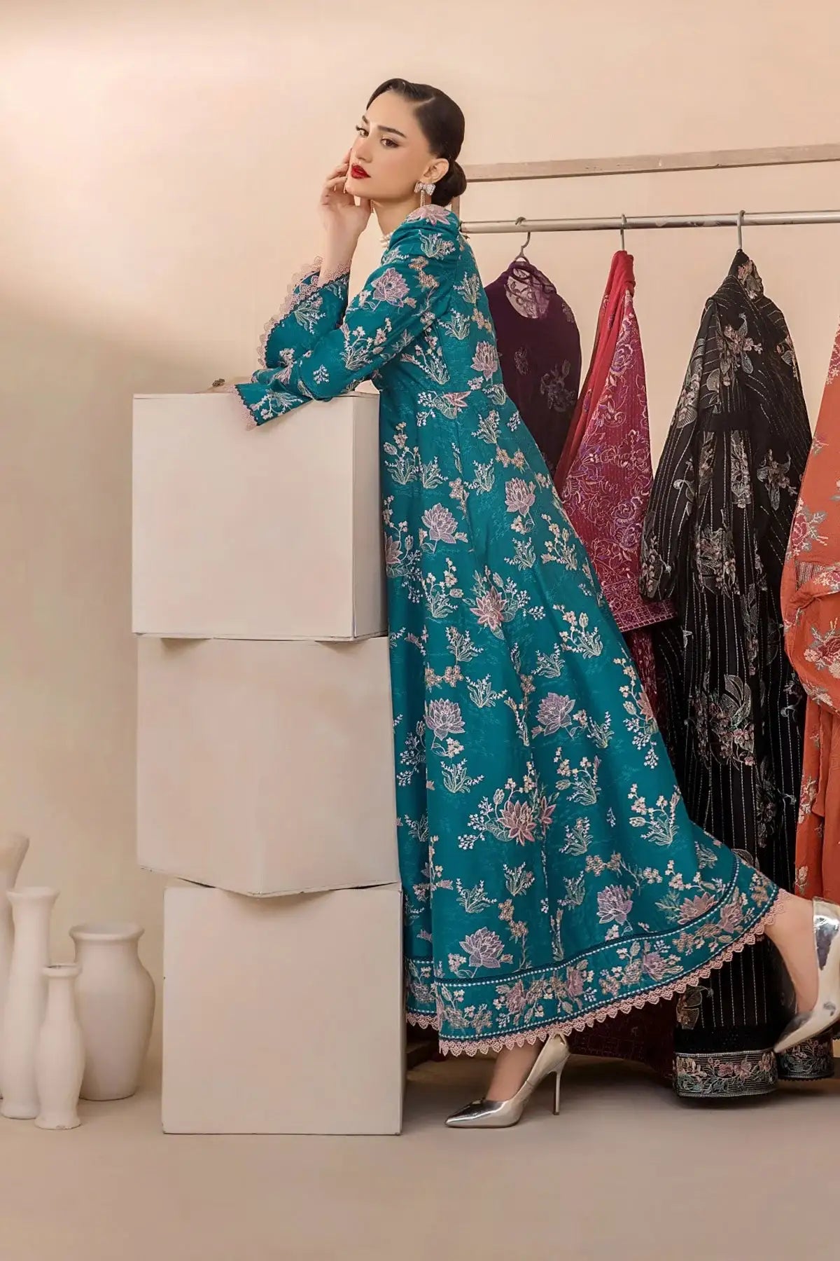 Safwa | Zephyr - 3PC Unstitched Suit (FLO07) - Mmall