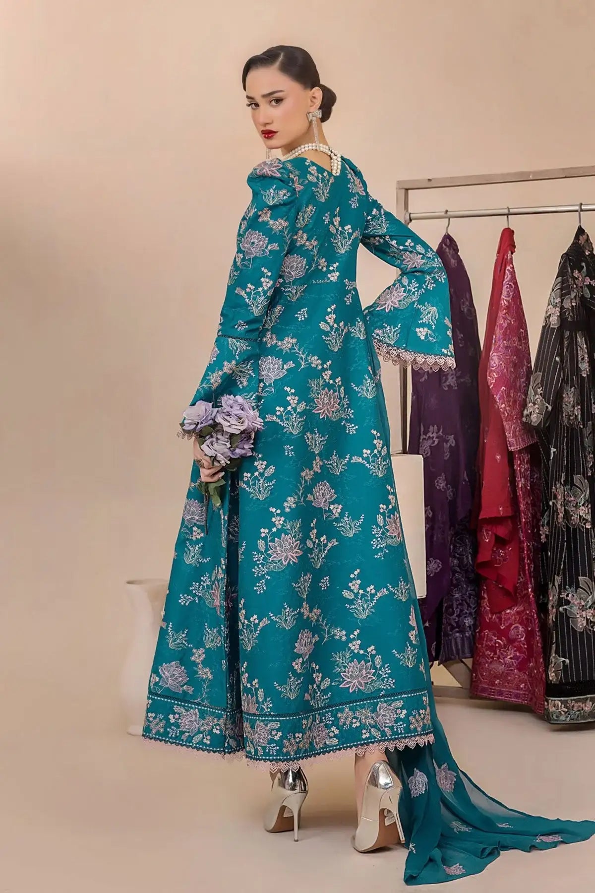 Safwa | Zephyr - 3PC Unstitched Suit (FLO07) - Mmall