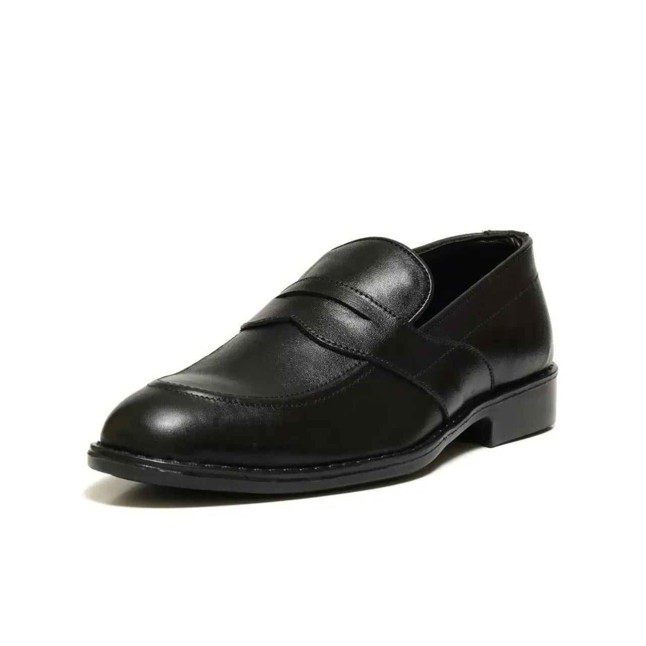 Black Cow Leather Formal Loafer Style In Rubber Sole - Mmall