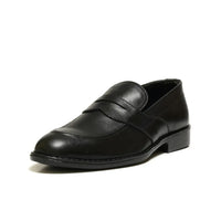 Black Cow Leather Formal Loafer Style In Rubber Sole - Mmall
