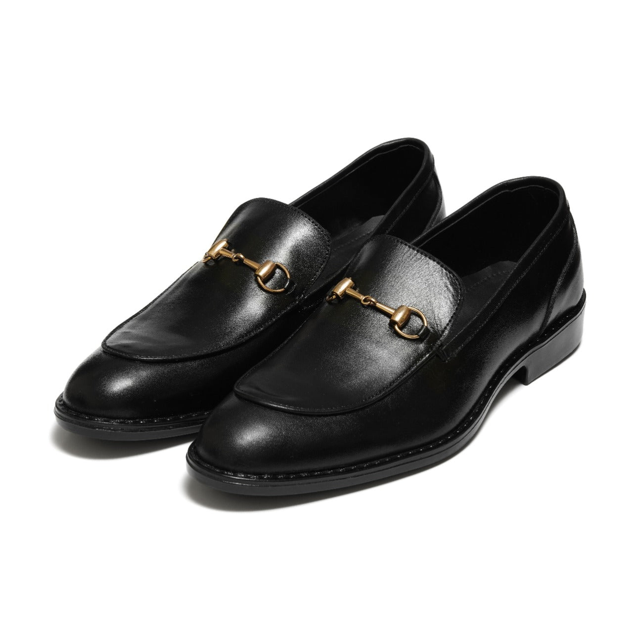 4004-Black Cow Leather Horse bit Formal Loafer Style In Rubber sole - DeVogue