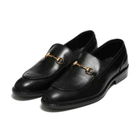 4004-Black Cow Leather Horse bit Formal Loafer Style In Rubber sole - DeVogue