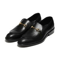 Black Cow Leather Horse Bit Formal Loafer - Mmall