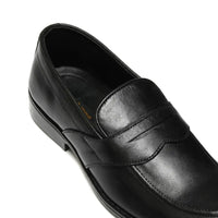 Black Cow Leather Formal Loafer Style In Rubber Sole - Mmall