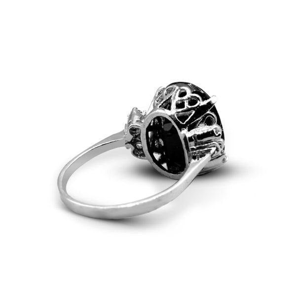 Black Onix and White Zircon Ring