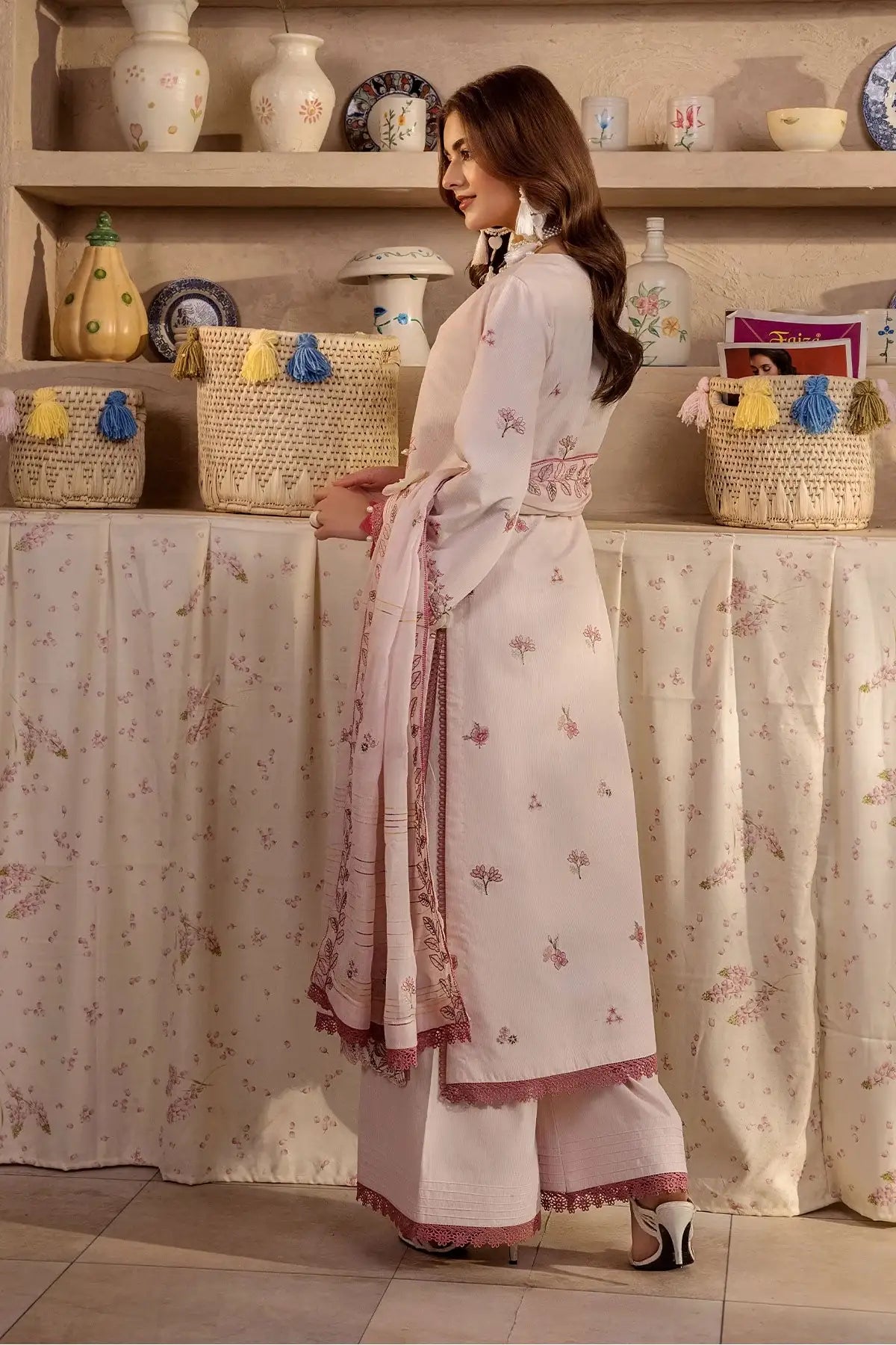 Safwa | Pink Lume - 3PC Unstitched Suit (MLP06) - Mmall