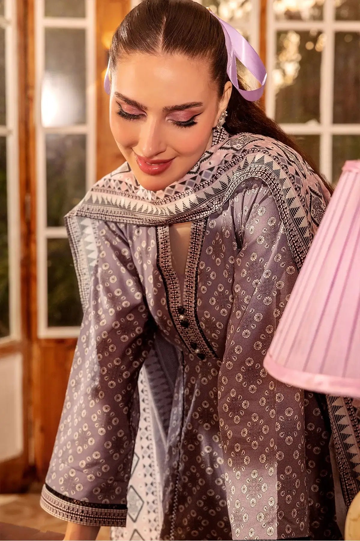 Safwa | Lavender Charm– 3PC Unstitched Suit (ODE09) - Mmall