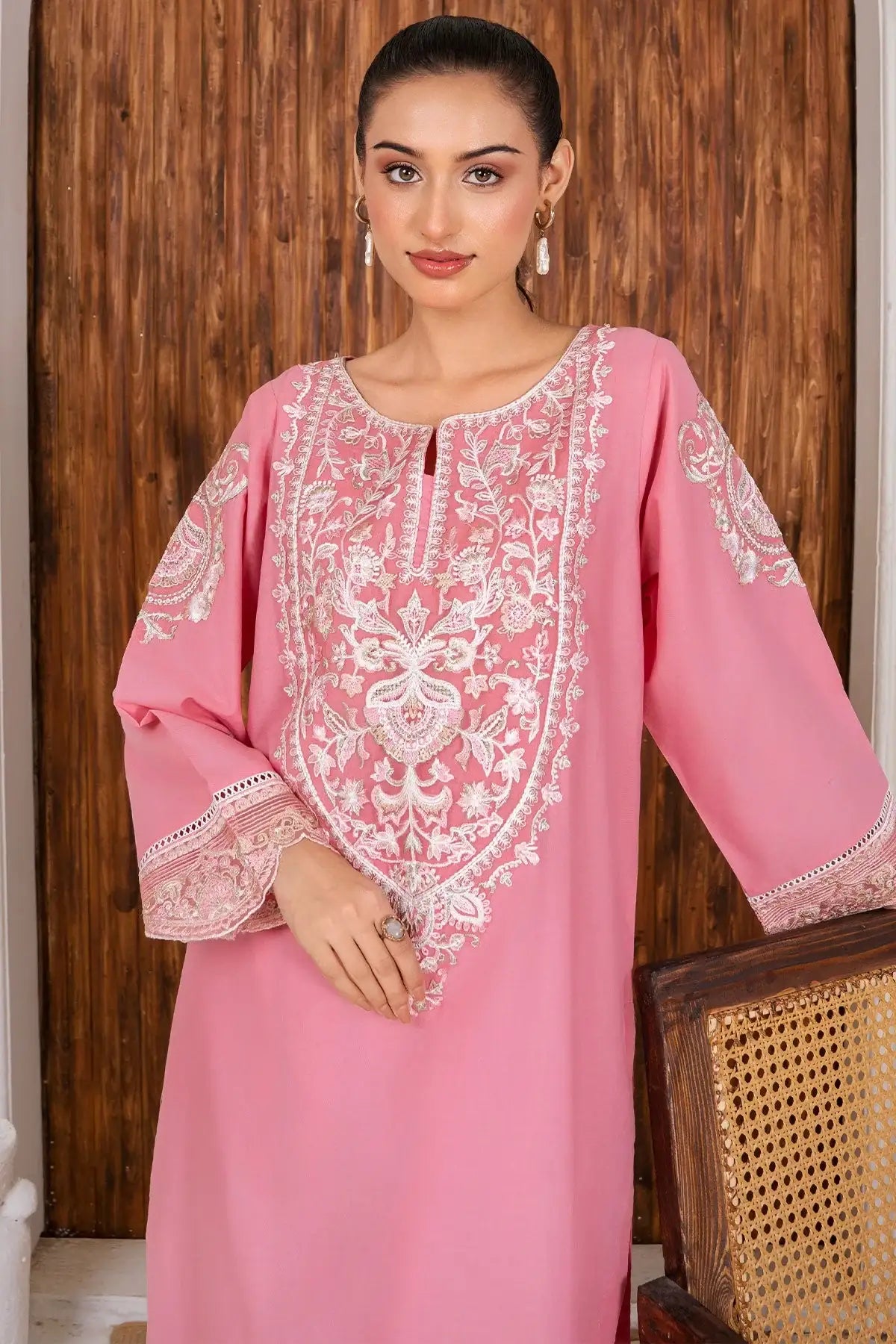 Safwa | Pink Harmony – 2PC Embroidered Stitched Suit (P000941) - Mmall