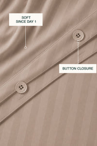 T300 Luxe Taupe Striped Duvet Cover Set – view 2
