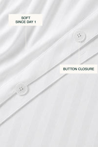 T300 Luxe White Striped Duvet Cover Set – view 2
