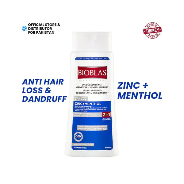 Bioblas - Dandruff Hair Loss Shampoo (Zinc + Menthol) 360Ml - Mmall