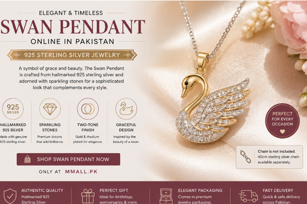 Swan Pendant Online in Pakistan: Elegant 925 Sterling Silver Jewelry