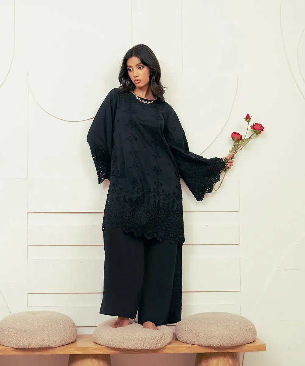 2PC - Embroidered Cotton Silk Suit - Kross Kulture 