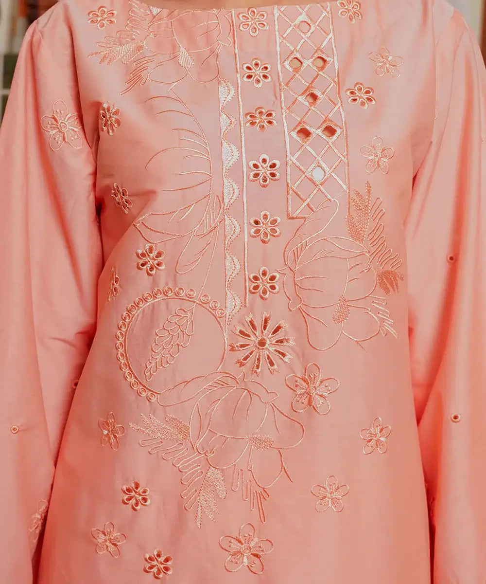 2PC - Embroidered Cotton Silk Suit - Kross Kulture 