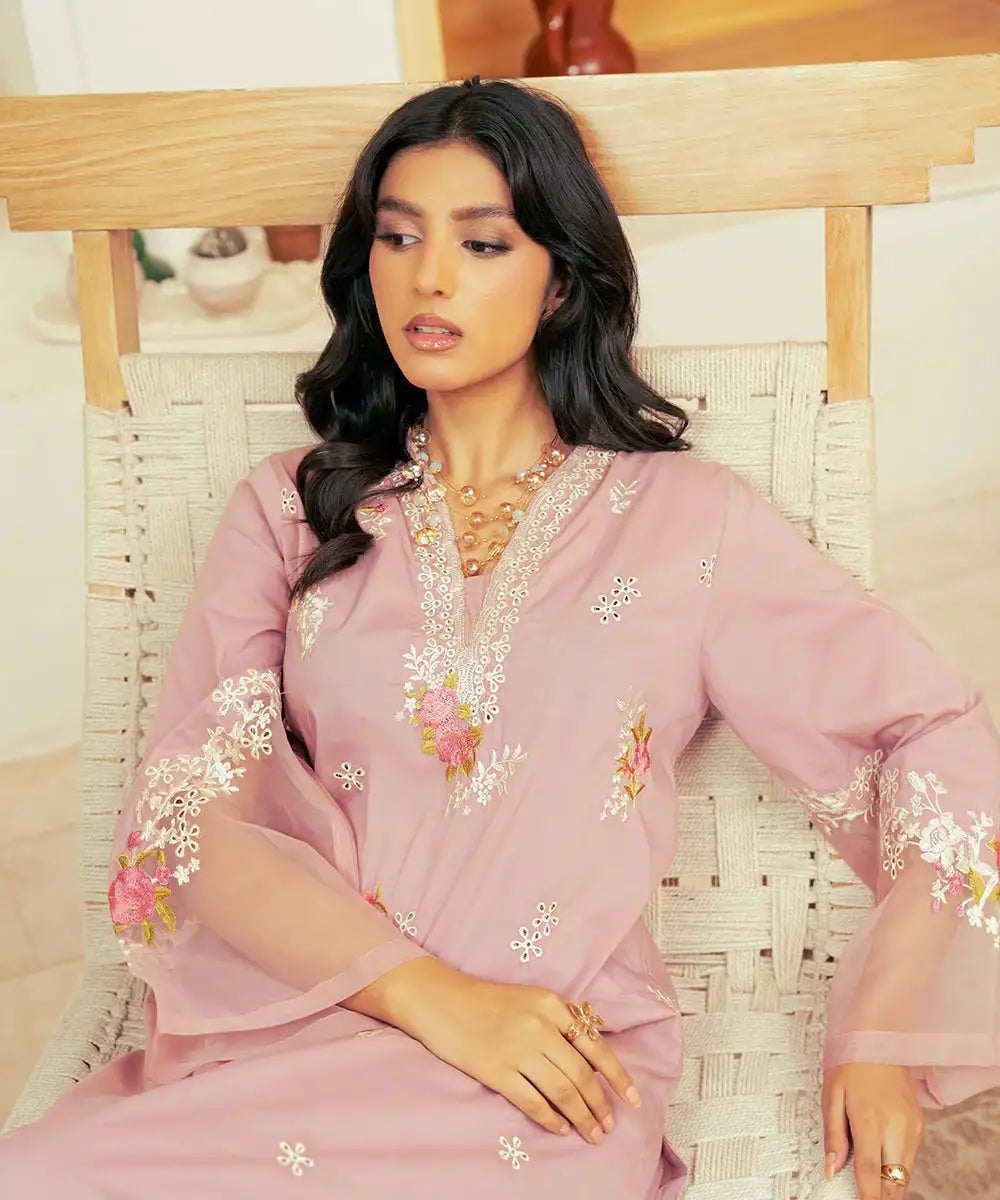 2PC - Embroidered Cotton Silk Suit - Kross Kulture 