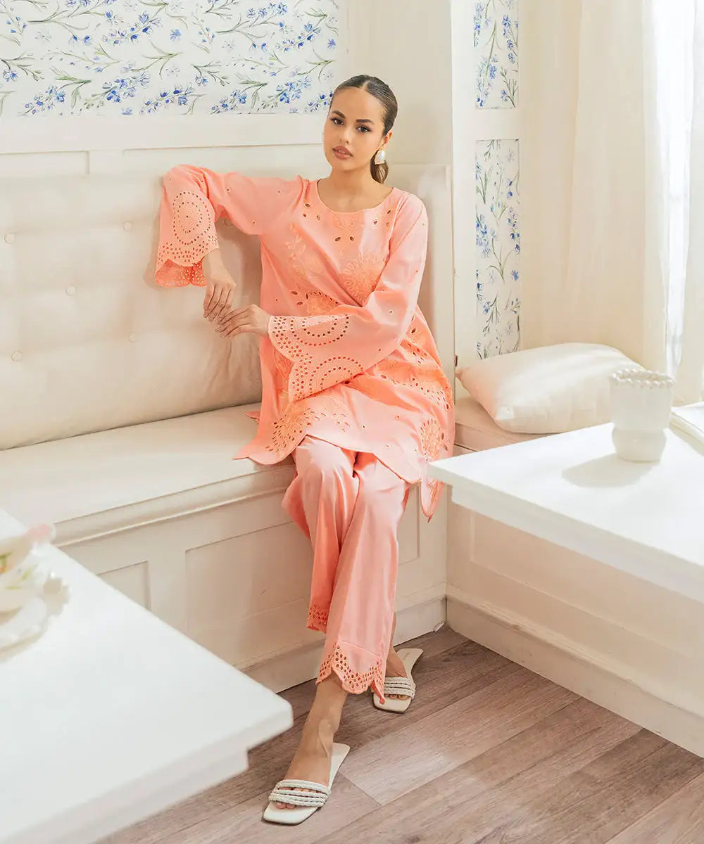 2PC - Embroidered Cotton Silk Suit - Kross Kulture 