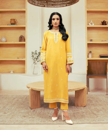 2PC - Embroidered Cotton Silk Suit - Kross Kulture 