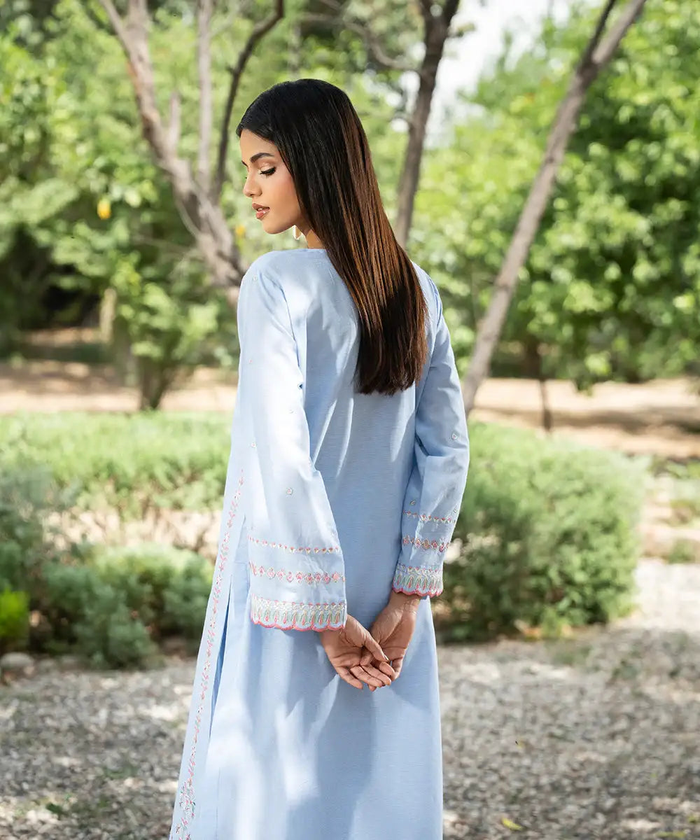 2PC - Embroidered Striped Lawn Cotton Suit - Kross Kulture 