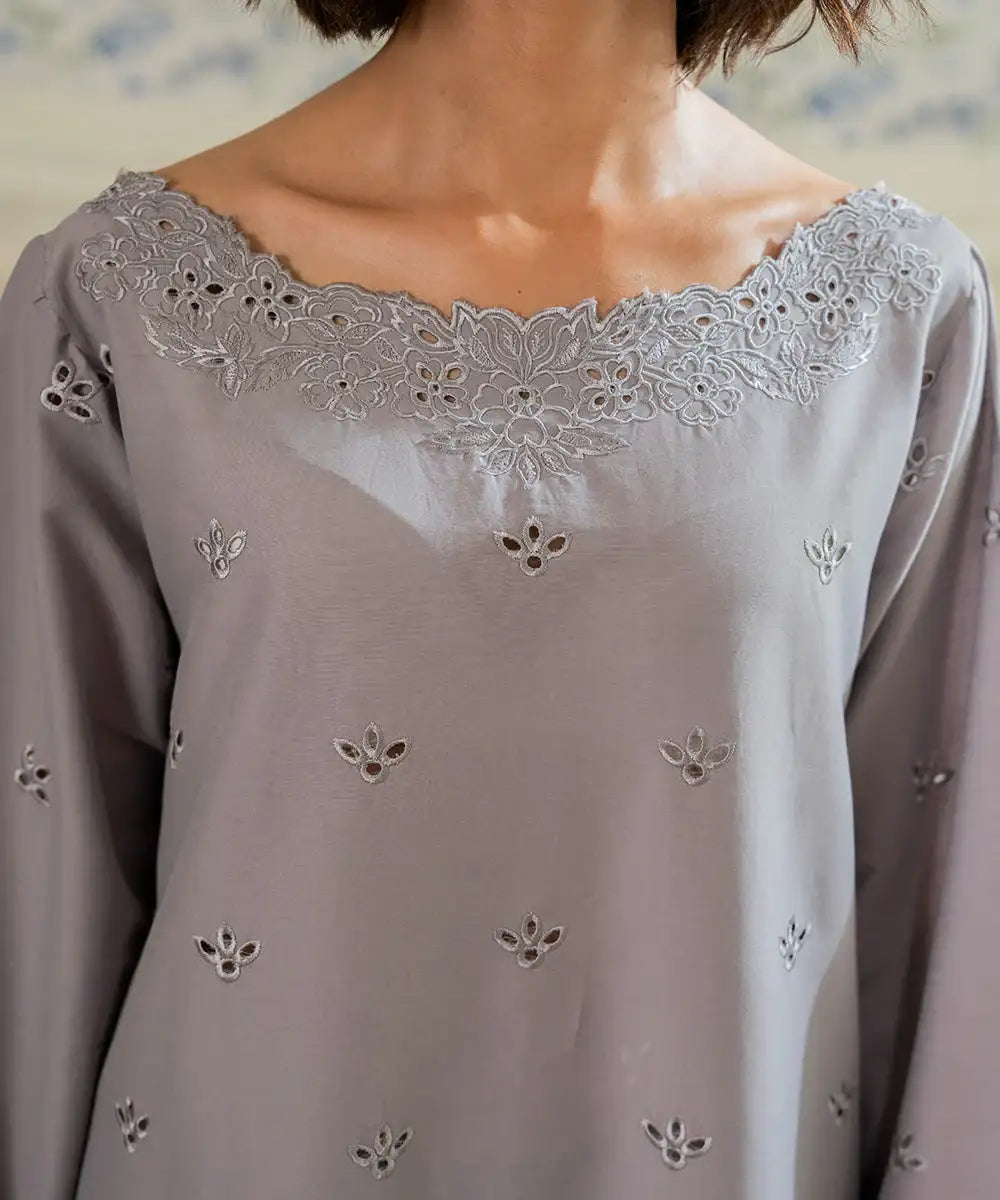 2PC - Embroidered Cotton Silk - Kross Kulture 