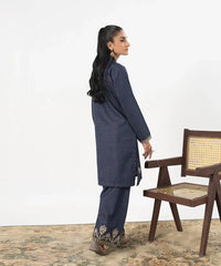 2PC - Embroidered Self Textured Suit - Kross Kulture 