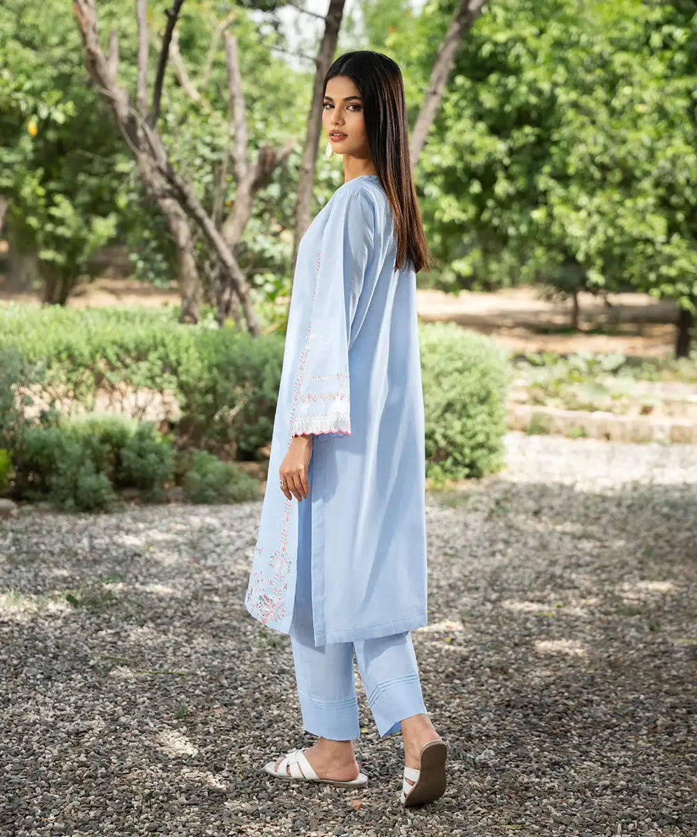 2PC - Embroidered Striped Lawn Cotton Suit - Kross Kulture 
