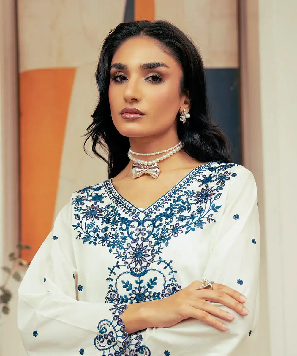2PC - Embroidered Cambric Suit - Kross Kulture 