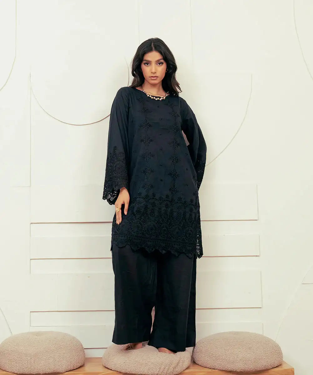 2PC - Embroidered Cotton Silk Suit - Kross Kulture 