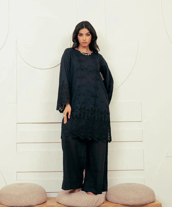 2PC - Embroidered Cotton Silk Suit - Kross Kulture 