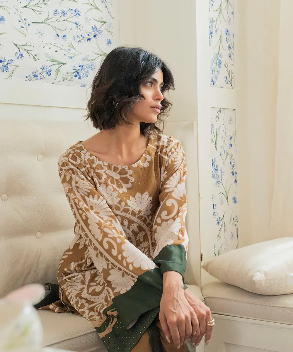 2PC - Digital Printed Silk Lawn Suit - Kross Kulture 