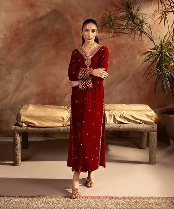 Embroidered Velvet Shirt - Kross Kulture 
