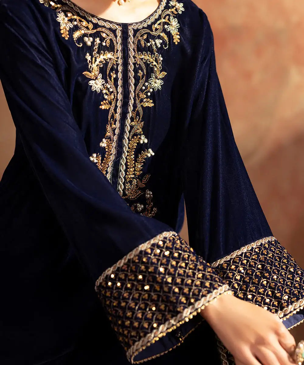 Embroidered Velvet Shirt - Kross Kulture 