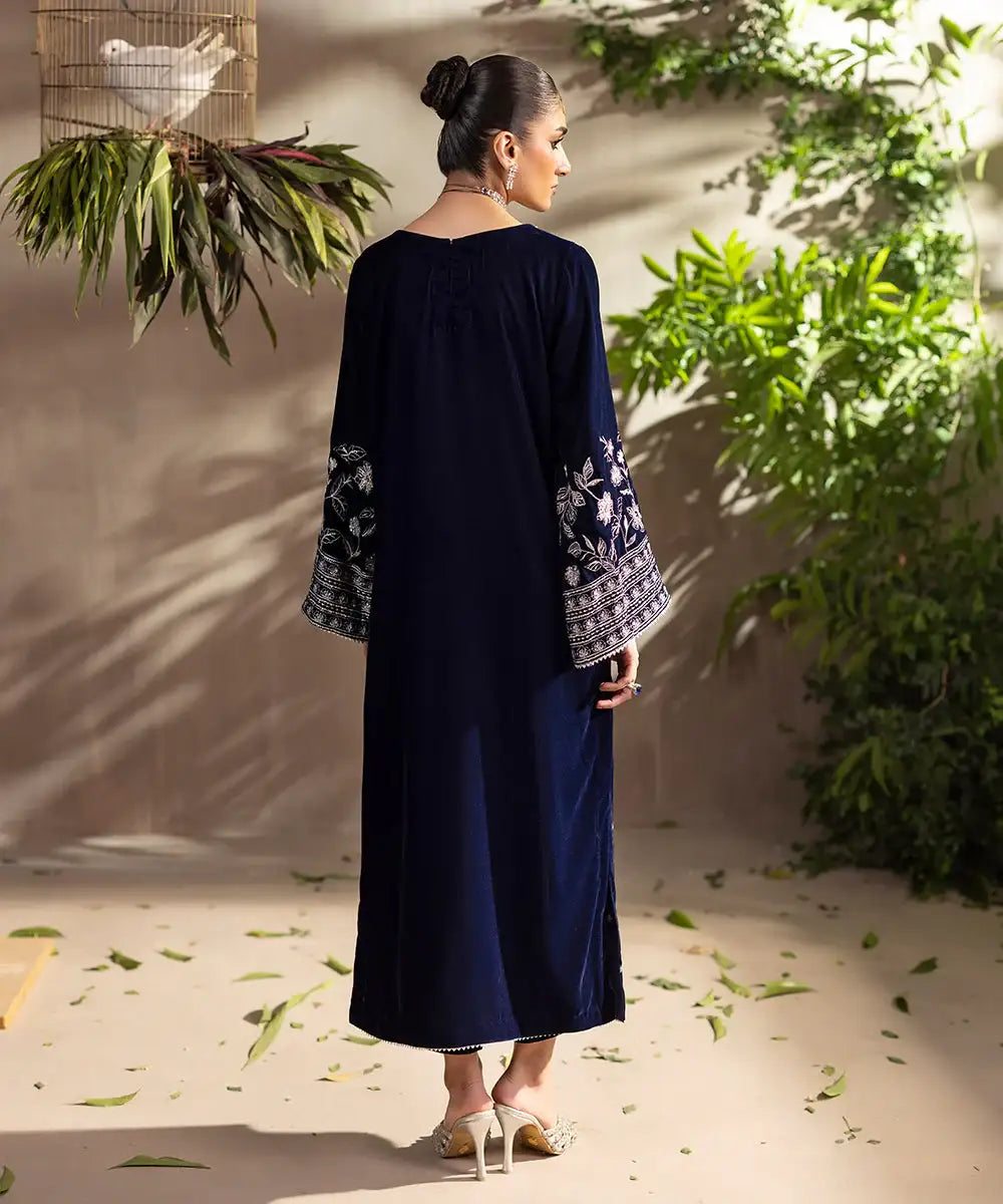 2PC - Embroidered Velvet Suit - Kross Kulture 